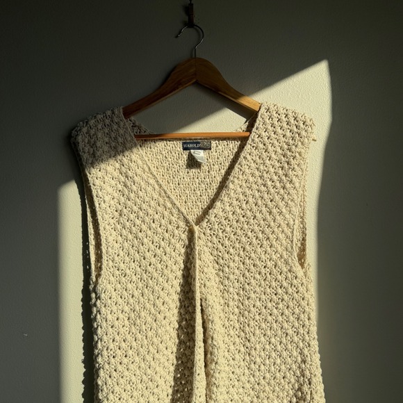 Vintage Harold's 100% Silk Button Front Chunky Knit Sleeveless Cardigan - Picture 4 of 11